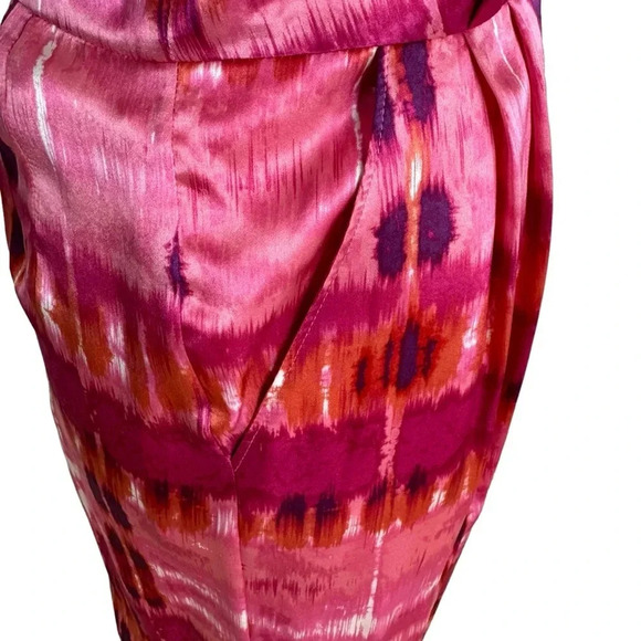 Banana Republic 100% Silk Twist Strap Pink Ikat Dress with Pockets Size 2 NWT - Picture 5 of 10